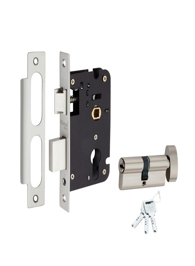 Kunal Heavy-Duty Door Lock Set - Main Door Handle Set/ 6-Lever Lock Mechanism with 2 Years of Warranty by Kunal/Mortise, Brass Lock Body & 60mm Cylinder (8” Matt) - Image 5